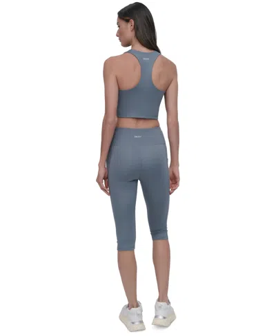 Dkny Racerback Longline Sports Bra In Blue Fog