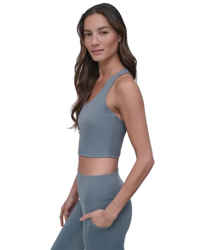 Dkny Racerback Longline Sports Bra In Blue Fog