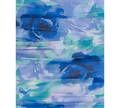 Katia Rae Juniors' Bax Shirred Slit-front Sleeveless Gown, Created For Macy's In Blue Multi
