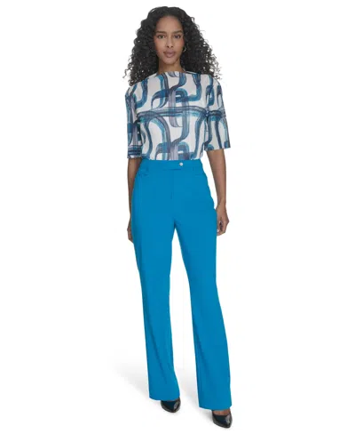 Calvin Klein Petite Lux Modern Fit Mid Rise Straight-leg Pants In Corsica