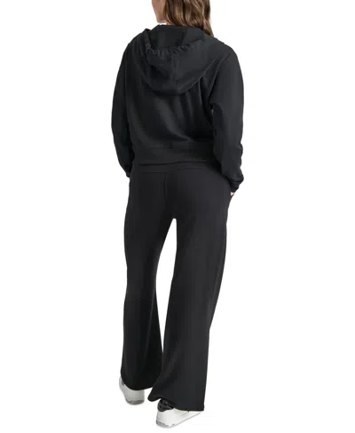 Dkny Sport Women's Cotton-blend Stud-logo Full Zip Hoodie In Black