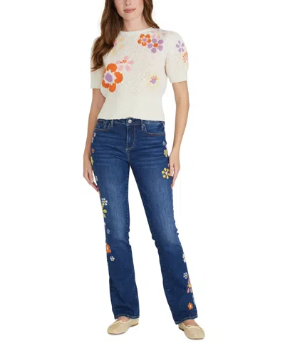 Driftwood Women's Floral Intarsia Cotton Crewneck Sweater In Cream