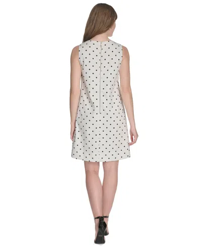 Tommy Hilfiger Petite Dot-print Pocket Shift Dress In Ivory,black