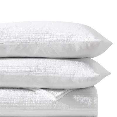 Vera Wang Cotton Voile 3 Piece Quilt Set, Queen In White