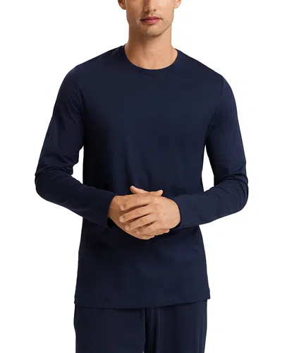 Hanro Night And Day Long Sleeve Shirt In Deep Navy
