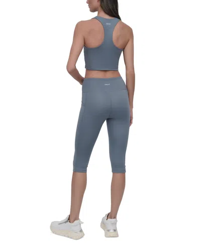 Dkny Sport Women's Balance Compression High-waist Capri Pants In Blue Fog