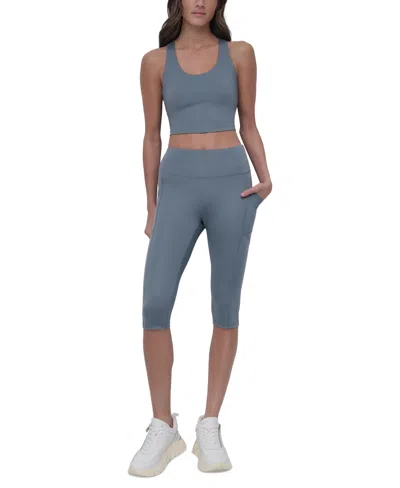 Dkny Sport Women's Balance Compression High-waist Capri Pants In Blue Fog
