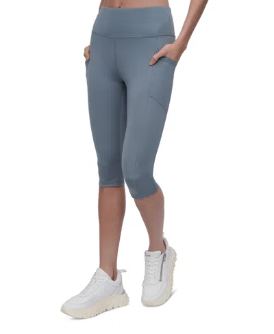 Dkny Sport Women's Balance Compression High-waist Capri Pants In Blue Fog
