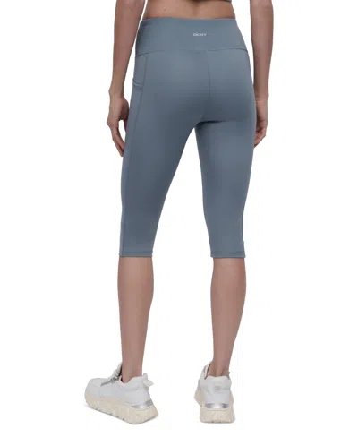 Dkny Sport Women's Balance Compression High-waist Capri Pants In Blue Fog