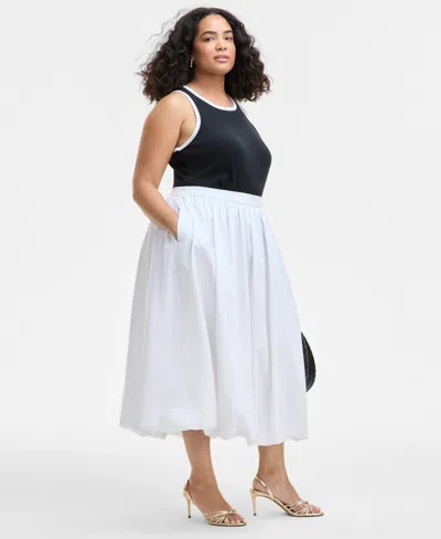 On 34th Trendy Plus Size Bubble-hem Midi Skirt, Exclusively At Macy's In Bright Whi