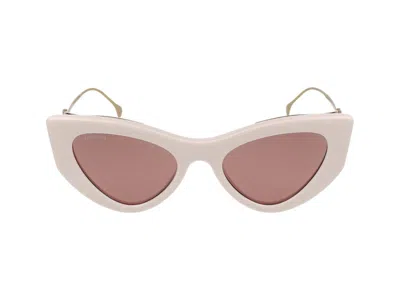 Gucci Double G Cat-eye Sunglasses In Ivory Gold Red