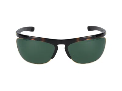 Bottega Veneta Speed Rectangular Sunglasses In Havana Havana Green