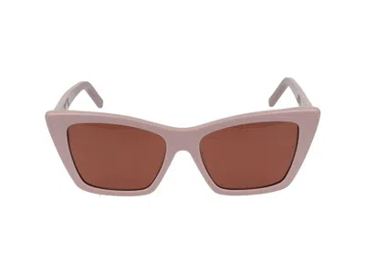 Saint Laurent Eyewear Rectangular Frame Sunglasses In Pink Pink Brown