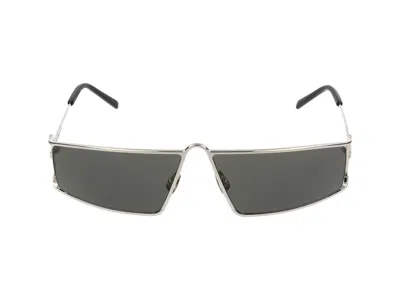 Saint Laurent Square-frame Metal Sunglasses With Non-polarized Lenses In Silver Silver Grey