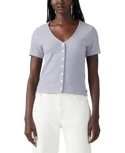 Levi's Muse Short Sleeve T-shirt In Mesa Stripe Mazarine Blue
