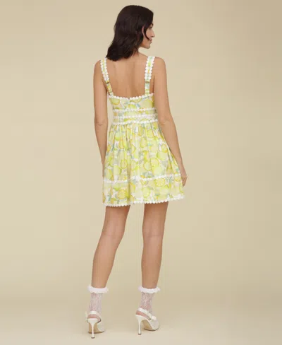 Avec Les Filles Women's Printed Sleeveless Fit & Flare Mini Dress In Limoncello