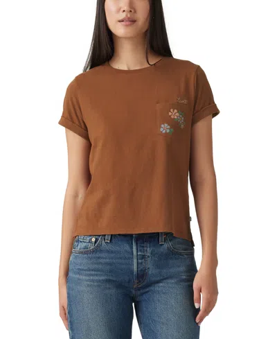 Levi's Graphic Margot T-shirt In Emb Flower Pocket Egret