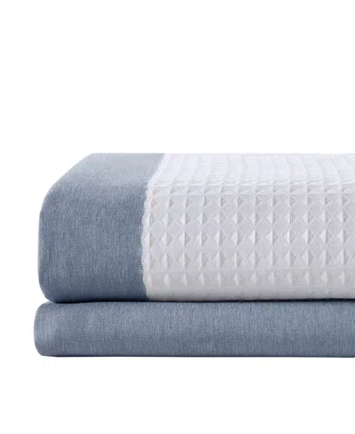 Madison Park Spa Waffle 3m-scotchgard Shower Curtain, 108" X 72" In Dark Blue