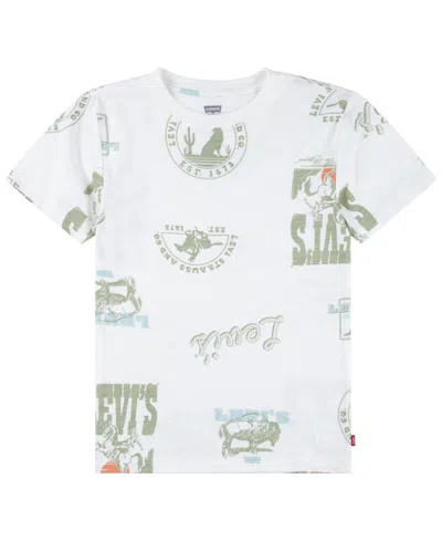 Levi's Big Boys Heritage All-over Print T-shirt In Bright White