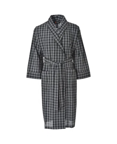 Hanes Platinum Hanes Men's Woven Shawl Robe In Black Plaid