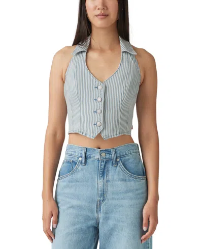 Levi's Women's Bria Cotton Denim Corset Cropped Top In Handy Woman