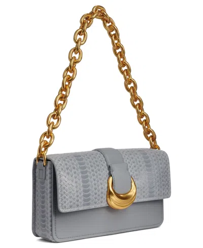 Donna Karan Valley Stream Skipper Snake Shoulder Bag In Sky Gray