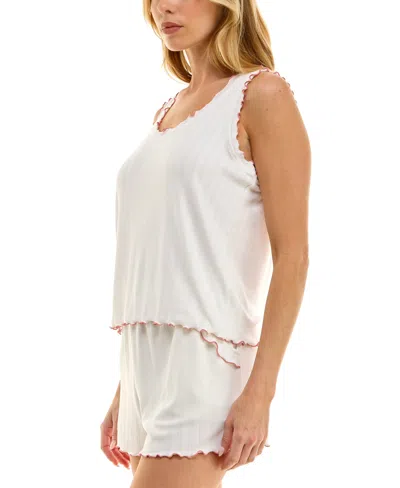 Roudelain Women's Ruffled Pointelle Short Pajama Set In Cloud Dancer