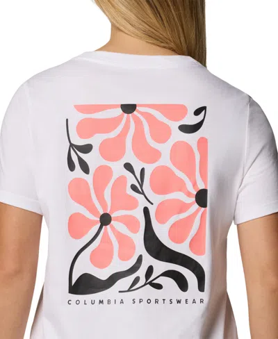 Shop Columbia Women's Rolling Bend Graphic Short Sleeve Top In White,floral Fun
