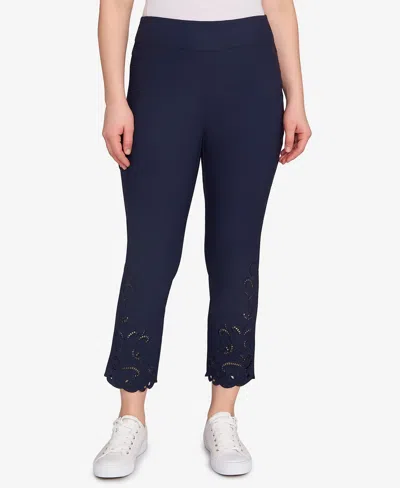 Ruby Rd. Petite Embroidered Ankle Pant In Blue