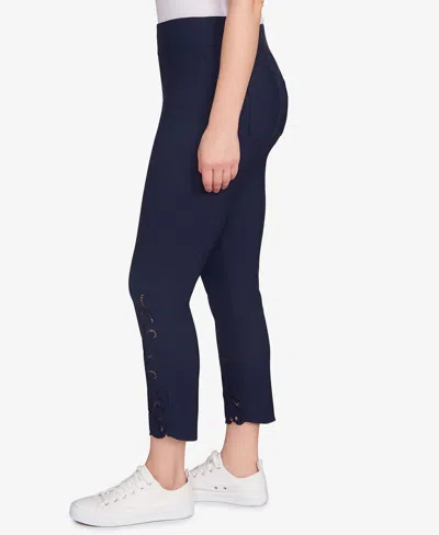 Ruby Rd. Petite Embroidered Ankle Pant In Blue