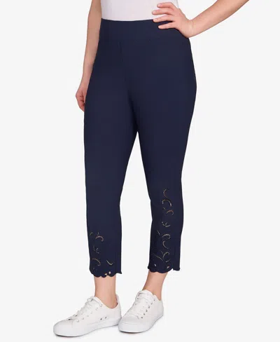 Ruby Rd. Petite Embroidered Ankle Pant In Blue