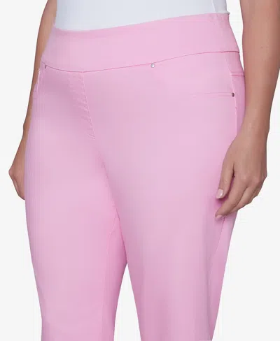 Ruby Rd. Plus Size Oasis Pull On Fringe Denim Capri Pants In Cyclamen