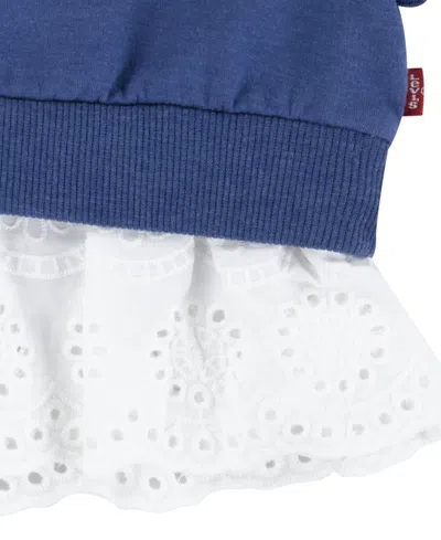 Levi's Toddler Girls 2-piece Eyelet Crewneck Top And Flared Leggings Set In Bright White