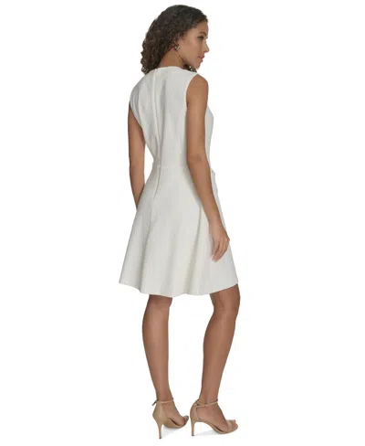 Tommy Hilfiger Petite Basket-weave Button-front Dress In Ivory