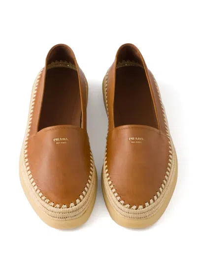 Prada Espadrilles Aus Leder In Braun