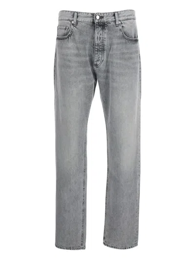 Icon Denim Grey Pants With Belt Loops And Rear Logo Patch In Denim Man In Grau