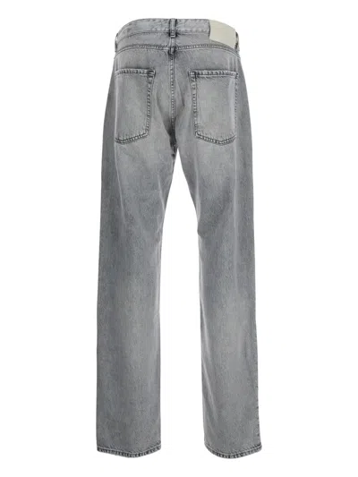 Icon Denim Grey Pants With Belt Loops And Rear Logo Patch In Denim Man In Grau