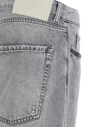 Icon Denim Grey Pants With Belt Loops And Rear Logo Patch In Denim Man In Grau