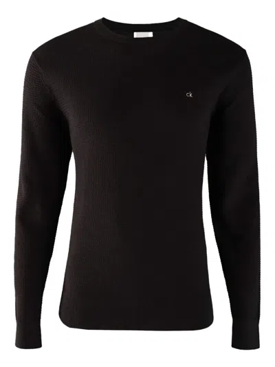 Calvin Klein Waffle Texture Sweater Clothing In Schwarz