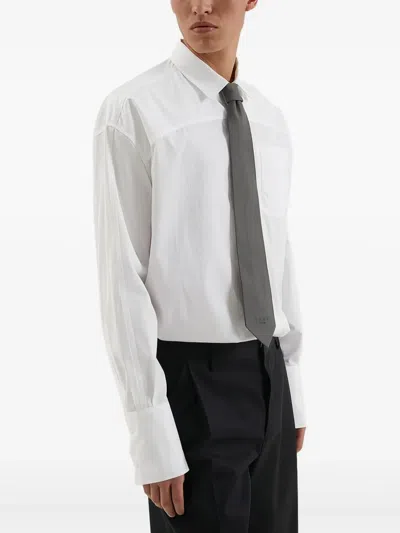 1989 Studio Logo Embroidered Woven Tie In Gray
