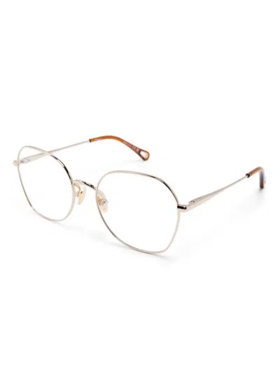 Chloé Round-frame Glasses In 金色