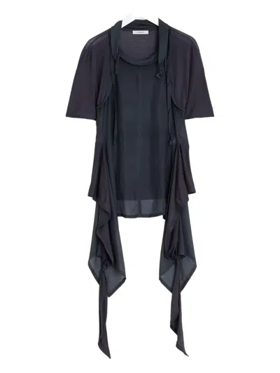 Lemaire Mixed Fabric Knotted Top In 灰色
