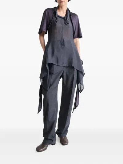 Lemaire Mixed Fabric Knotted Top In 灰色