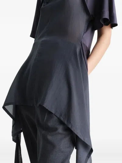 Lemaire Mixed Fabric Knotted Top In 灰色