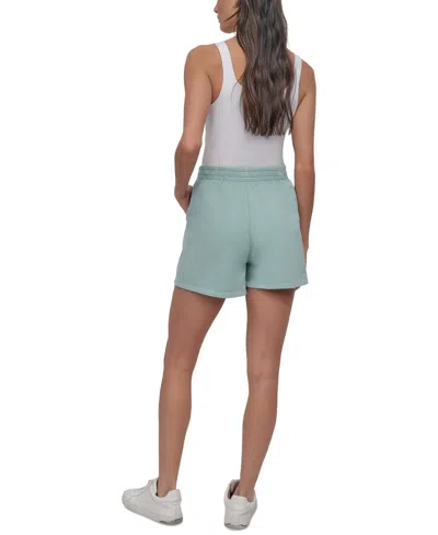 Dkny Sport Women's Embroidered Logo Smocked 4" Shorts In Green