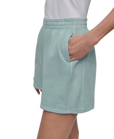 Dkny Sport Women's Embroidered Logo Smocked 4" Shorts In Green