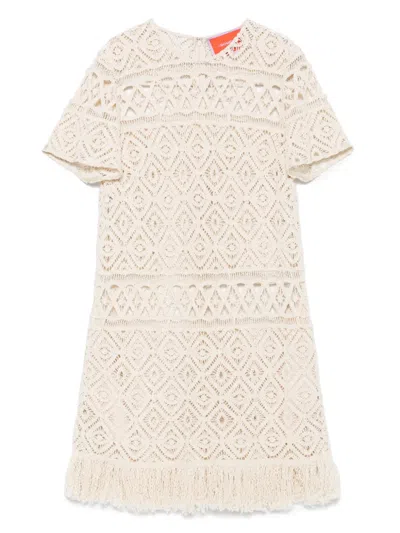 La Doublej Lacey Mini Swing Dress In Nude