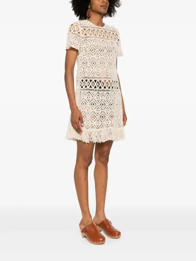 La Doublej Lacey Mini Swing Dress In Nude