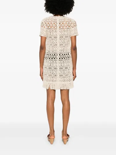 La Doublej Lacey Mini Swing Dress In Nude