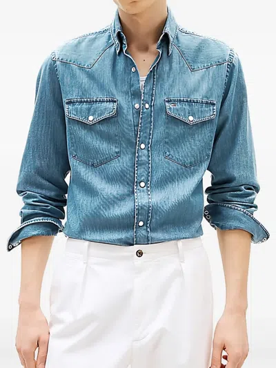 Tommy Hilfiger Western Denim Shirt Chest Pockets In Blau